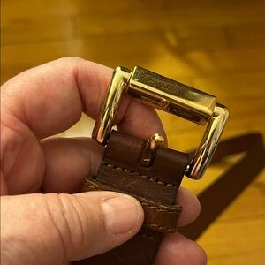 Michael Kors Gold Buckle Brown Leather Belt